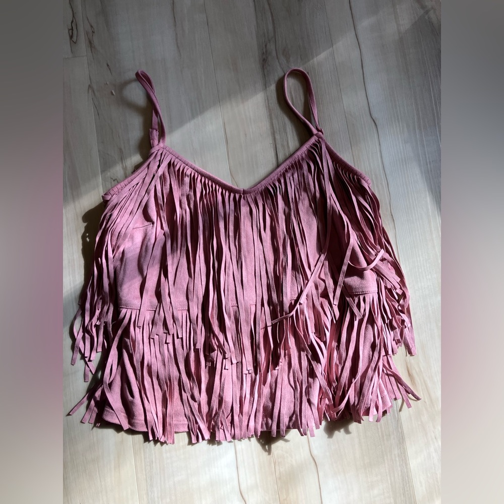Idyllwind- Miranda Lambert pink fringe tank top size sx mauve pink